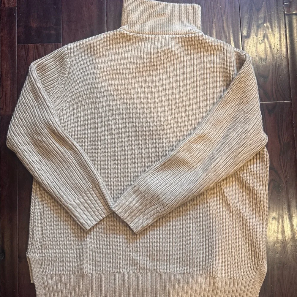 NWOT Tuckernuck Camel Cable Knit Wool Sweater | Size L | Classic Preppy - Picture 3 of 6